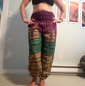 Striped hippie herem boho comfy high waisted pants